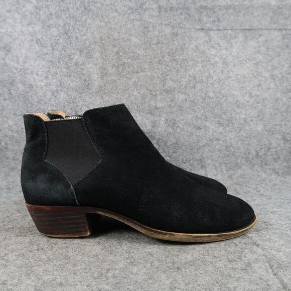 Lucky Brand Shoes Womens 7 Ankle Boots Chelsea Booties Leather Black Pull On - Picture 1 of 14